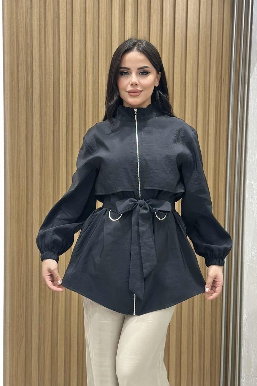 Halka Detay Kemerli Kap 9253 - Siyah