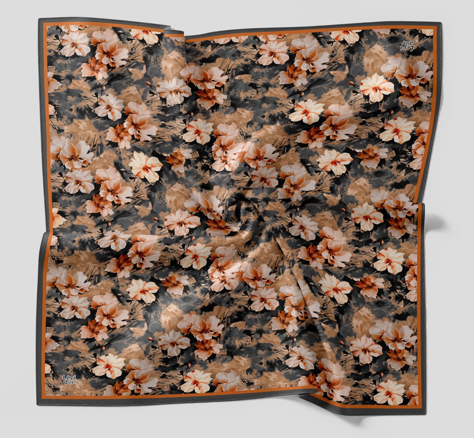 Levidor Çiçek Desen Pamuk Eşarp 29871 - Oranj