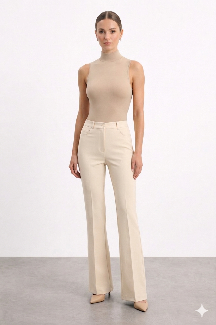 Sentez 112 Beş Cep İspanyol Paça Pantolon - Bej