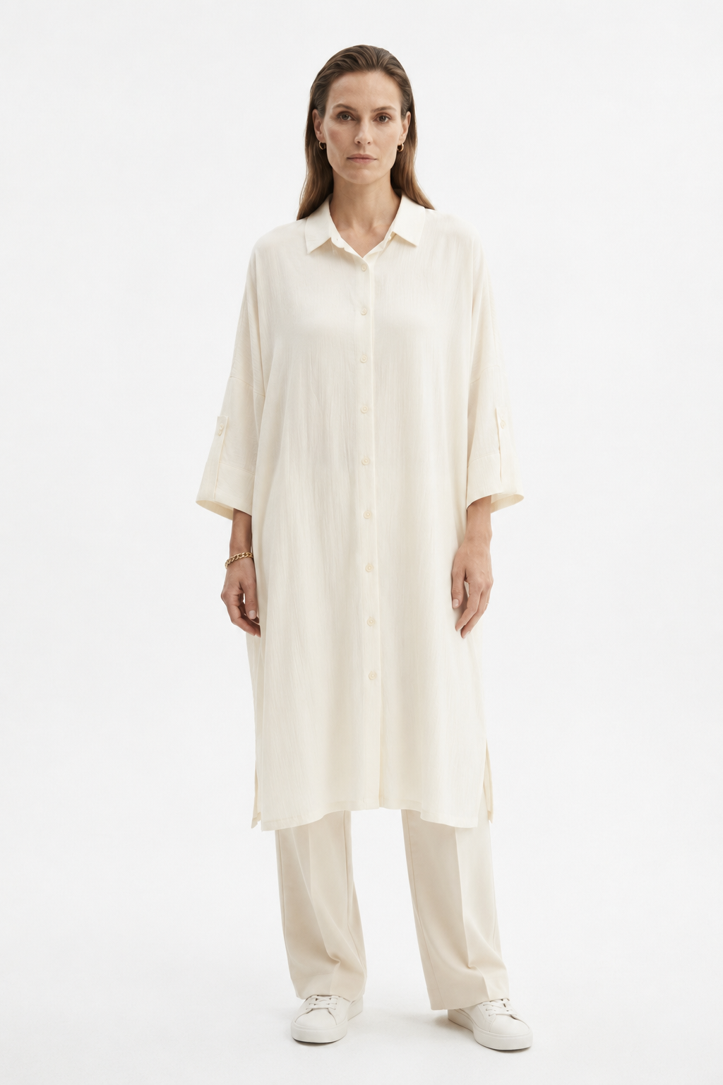 Oversize Apolet Detaylı Tunik 0034296 - Ekru