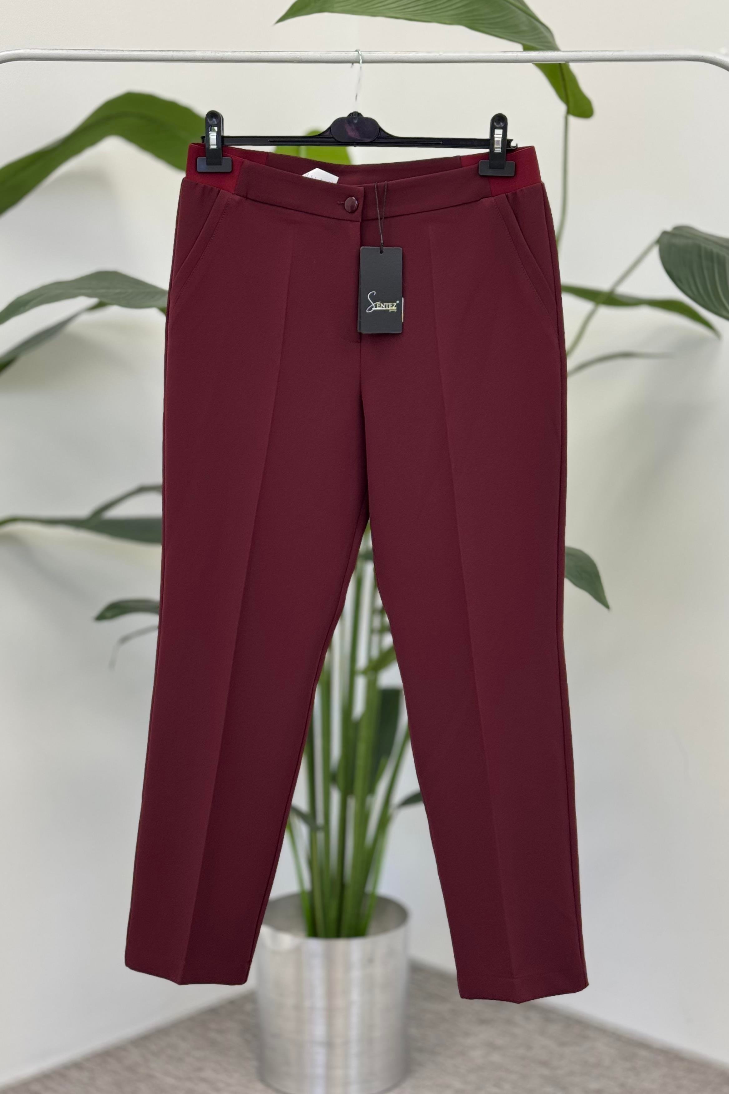 Sentez 5606 Narina Büyük Beden Pantolon - Bordo