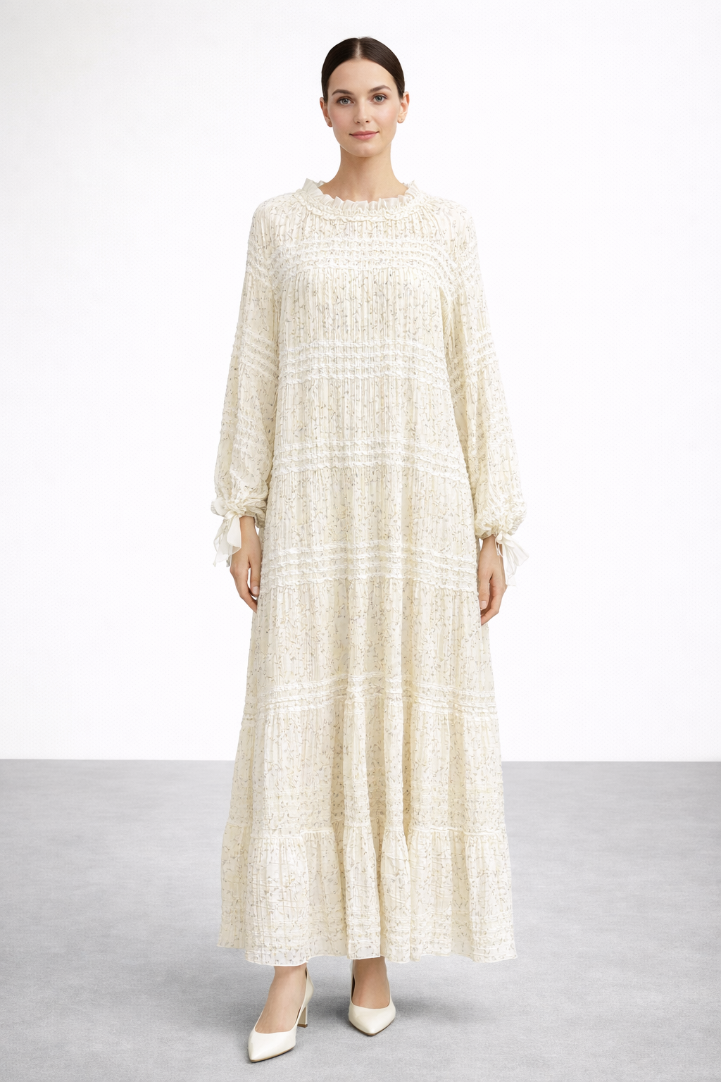 Ceremony 26Y762 Büzgü Detaylı Desenli Elbise - Gül