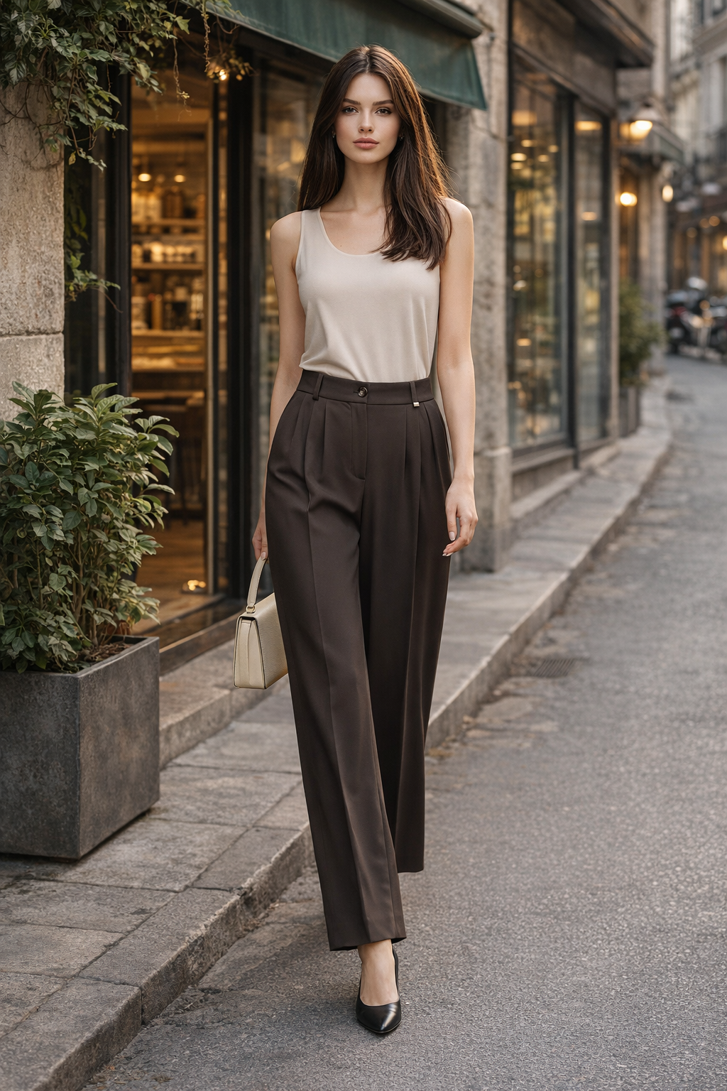 Sentez 5632 Lavinia Pileli Pantolon - Kahve