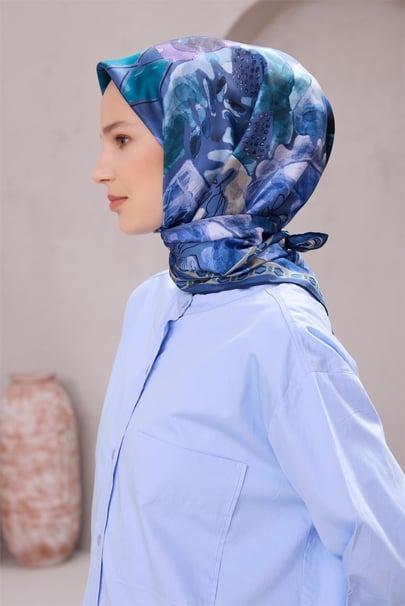 Belli Saf İpek Eşarp 4216D (T) - Morcivert