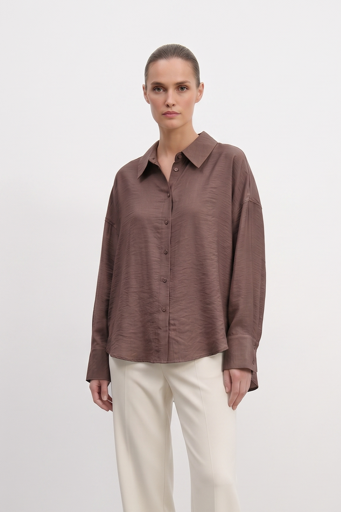 Ceremony 26Y188 Kolları Düğme Detaylı Miranda Kısa Gömlek - Kahve