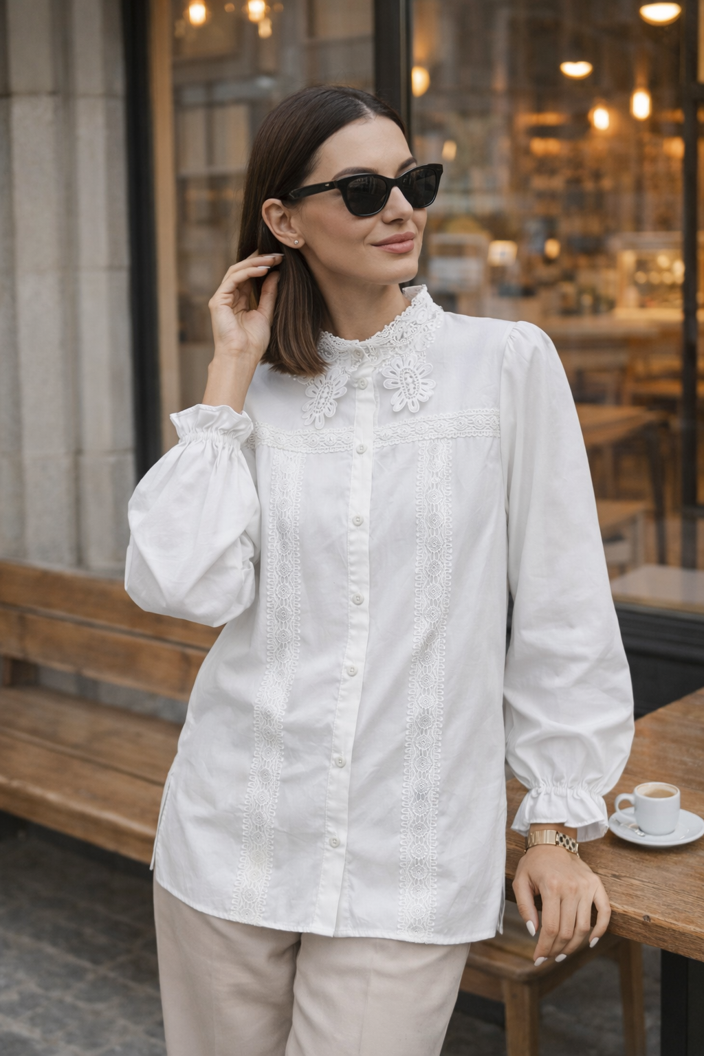 Dantel Yakalı Tunik 260135 - Ekru