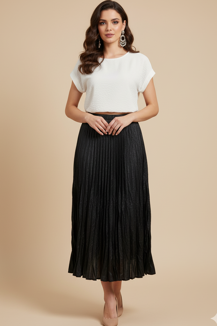 Fuat Gürşen 4426 Kırıştırma Etek - Siyah