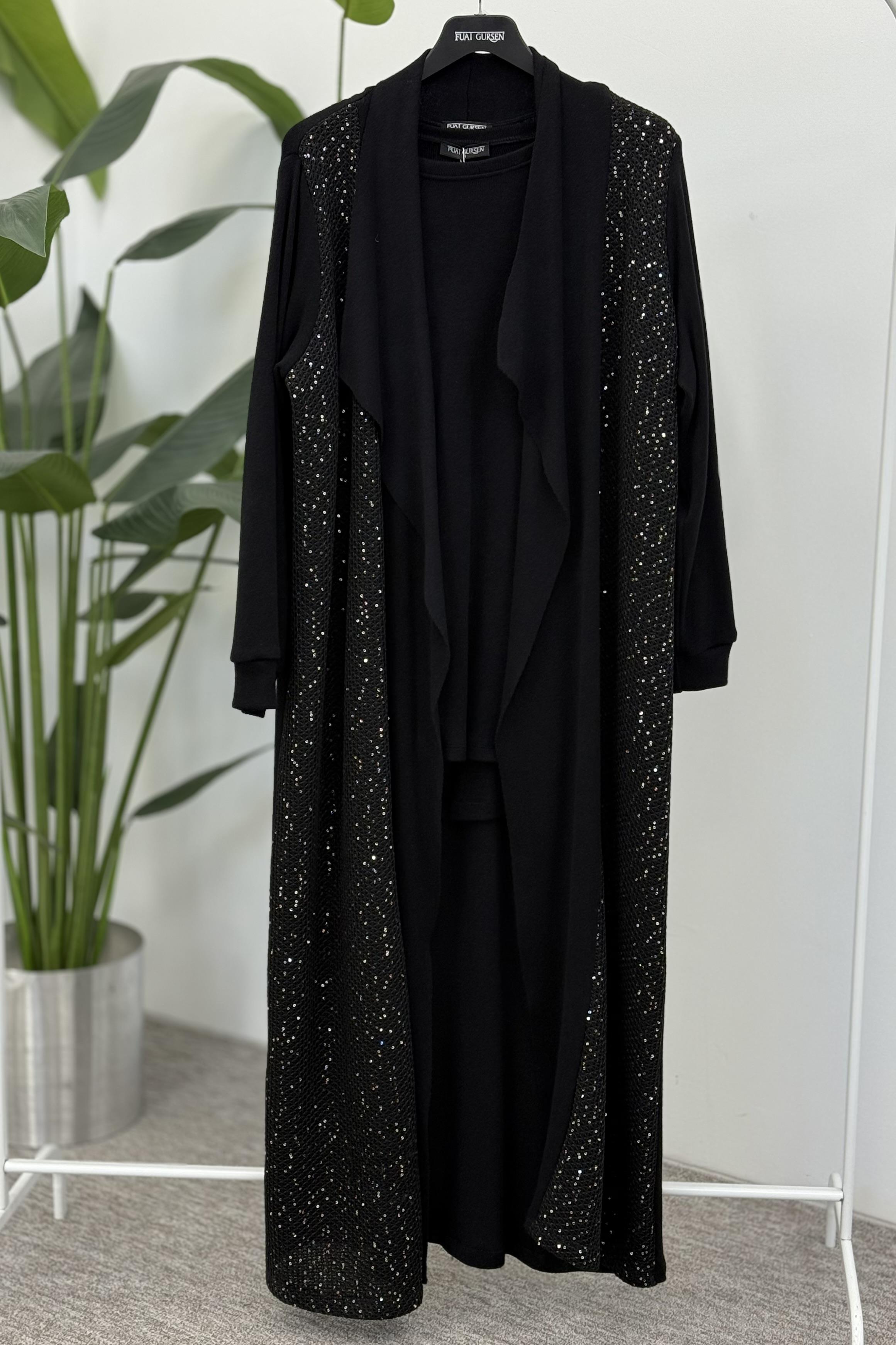 Fuat Gürşen 4710 Örgüsü Payet Detay İkili Takım - Siyah