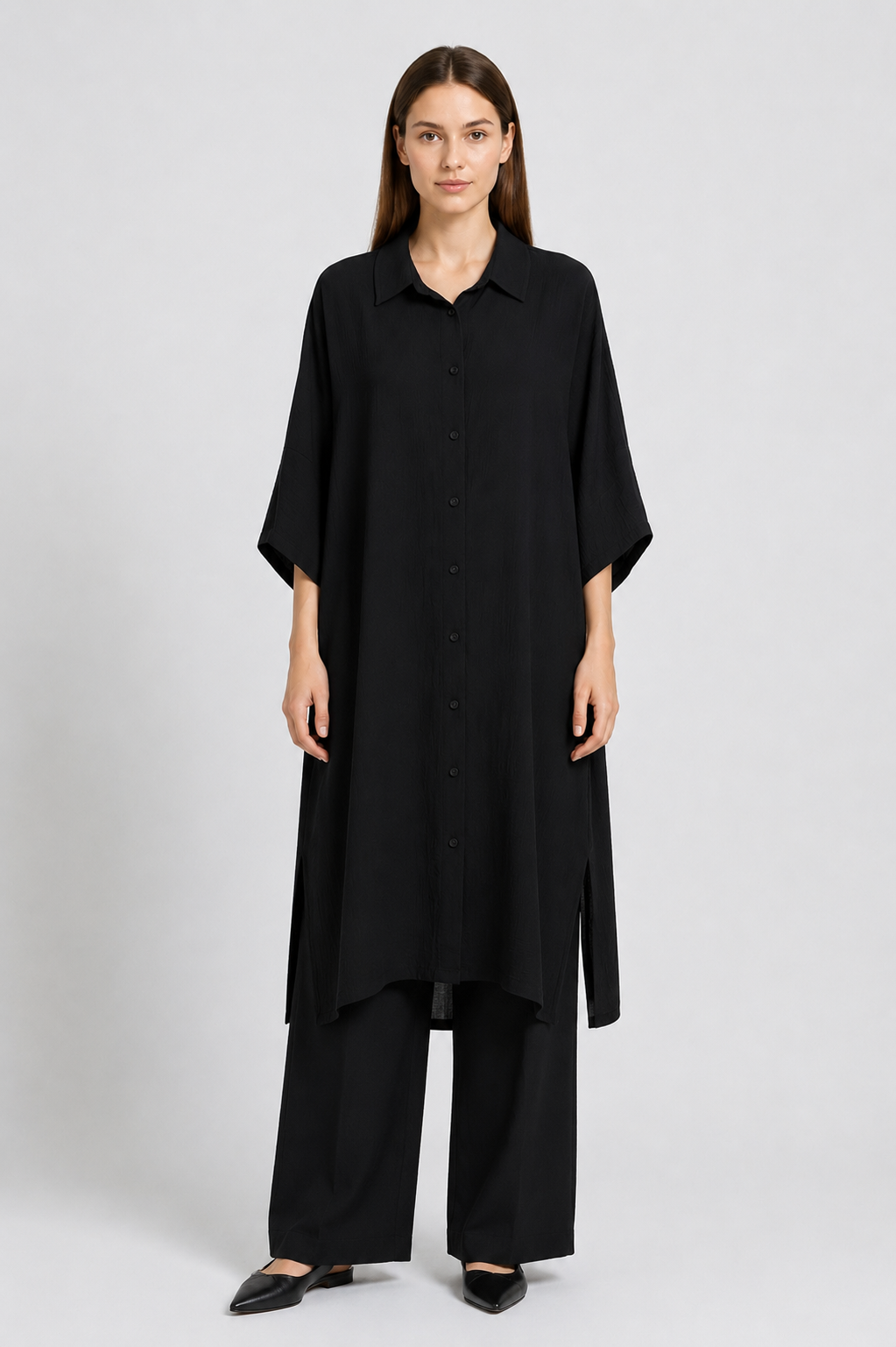 Oversize Apolet Detaylı Tunik 0034296 - Siyah