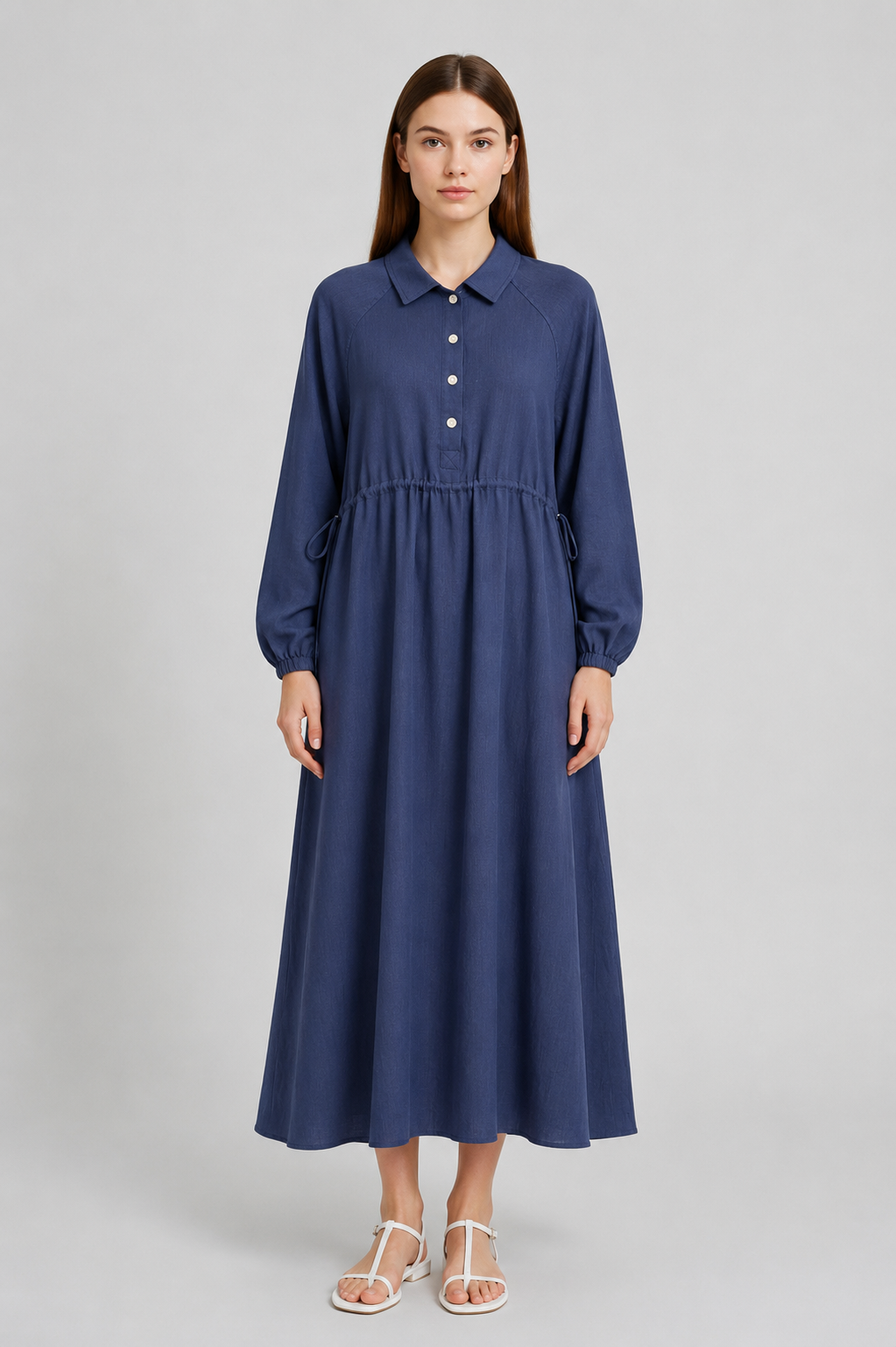 Reglan Kollu Beli Tünelli Elbise 0036450 - Lacivert