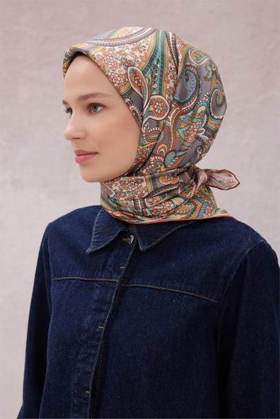 Belli Saf İpek Eşarp 4202D (T) - Duman