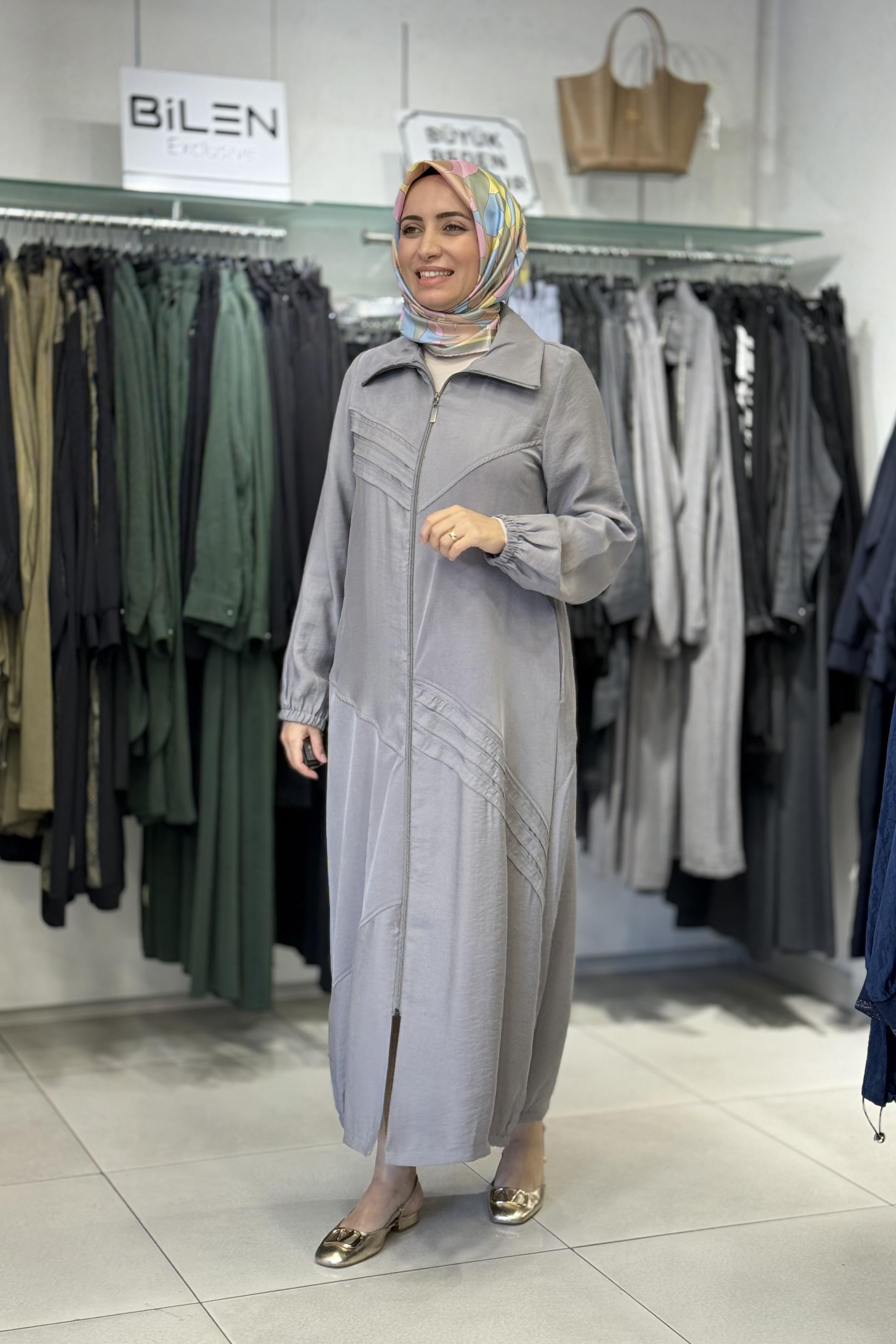 Micca 252521M Ön V Dikişli Fermuarlı Kap - Gri