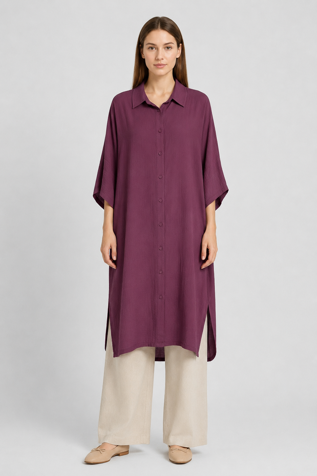 Oversize Apolet Detaylı Tunik 0034296 - Bordo