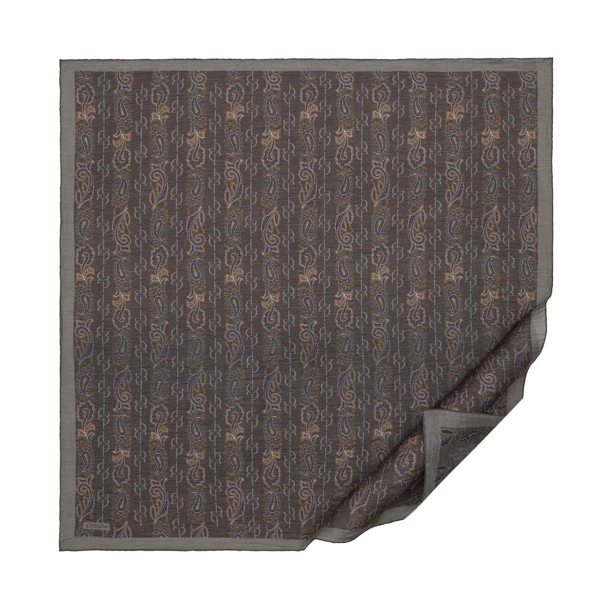 İpekevi 02217 Monogram Desenli Tensel Eşarp - Füme Gri
