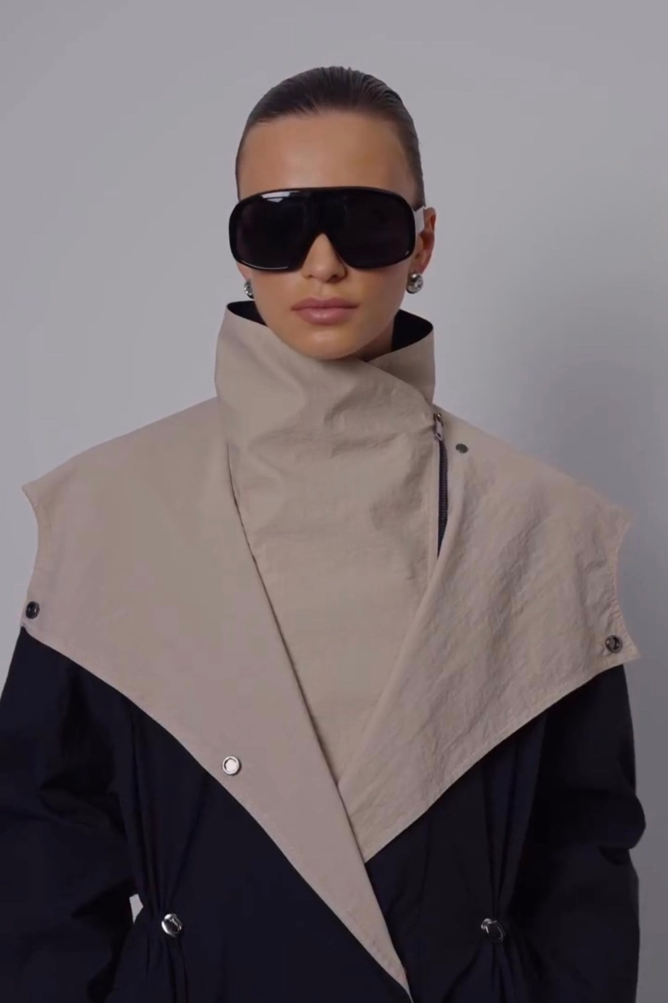 Trenç 3626 Çift Renk Detay Trenç - Lacivert