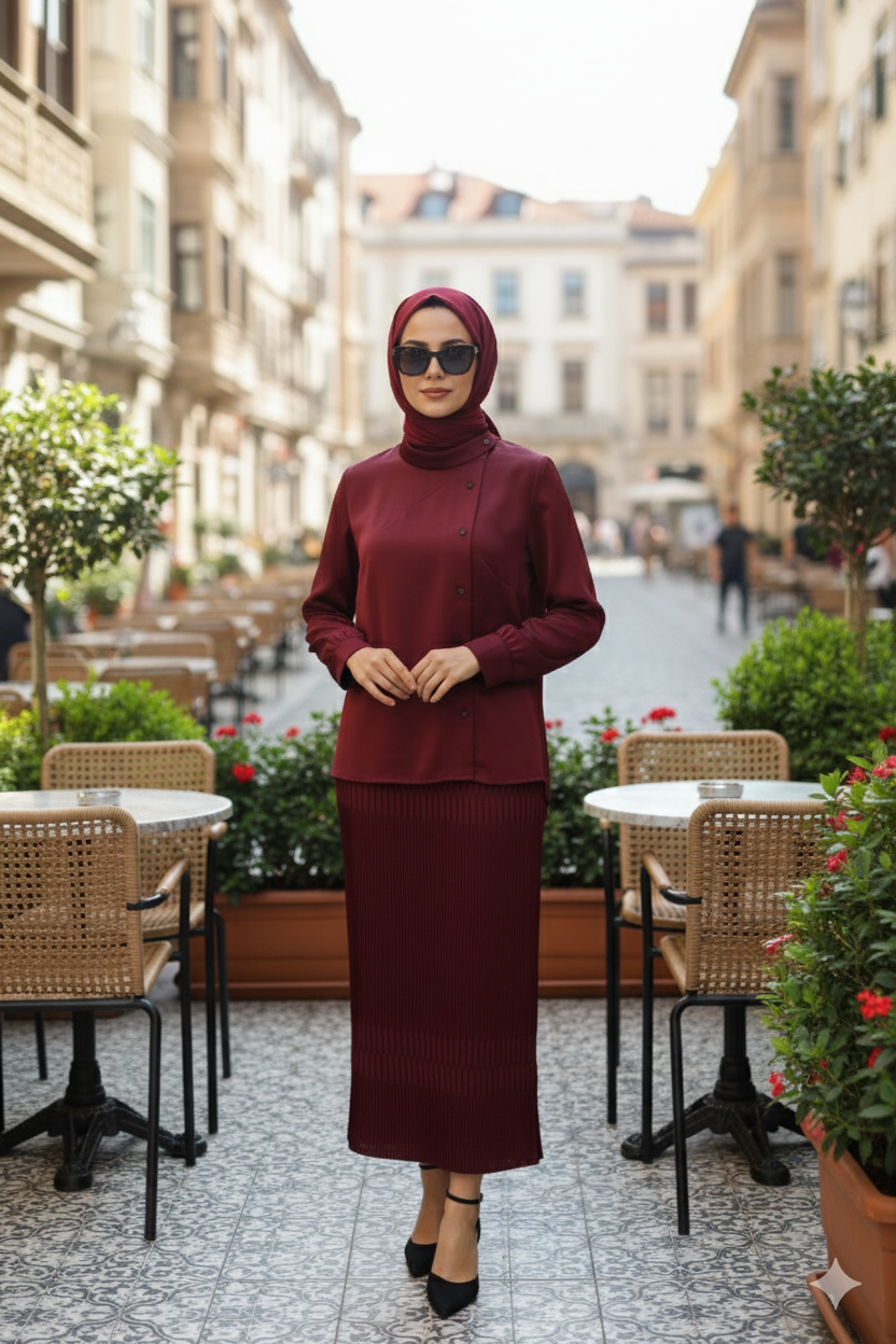 Misswhence 38015 Etek Takım - Bordo