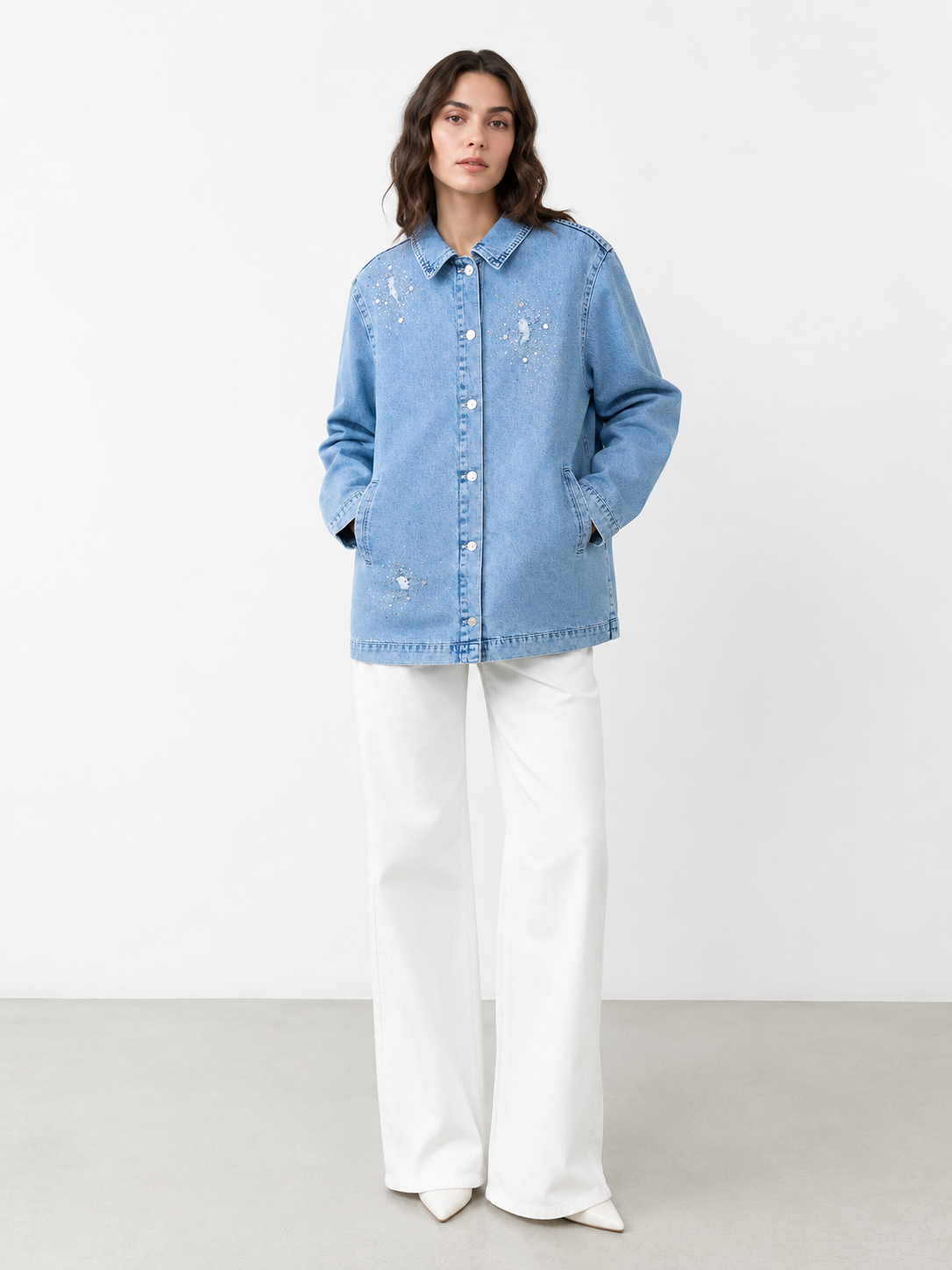 Taşlı Denim Ceket 0025384 - Mavi