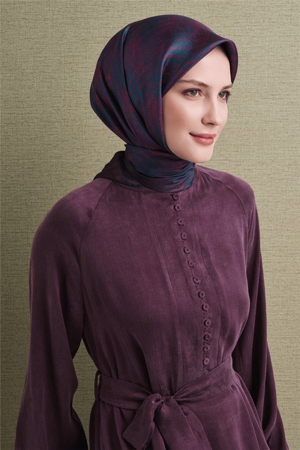 Armine Dj Saf Twill İpek Eşarp 9628D (T) - Morcivert Eşarp ARMİNE 