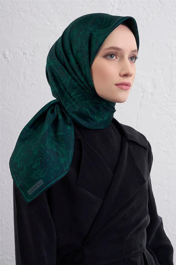 Armine Dj Saf İpek Eşarp 9431D (T) - Koyu Yeşil