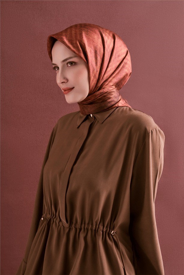 Armine Dj Saf Twill İpek Eşarp 9628D (T) - Oranj Eşarp ARMİNE 