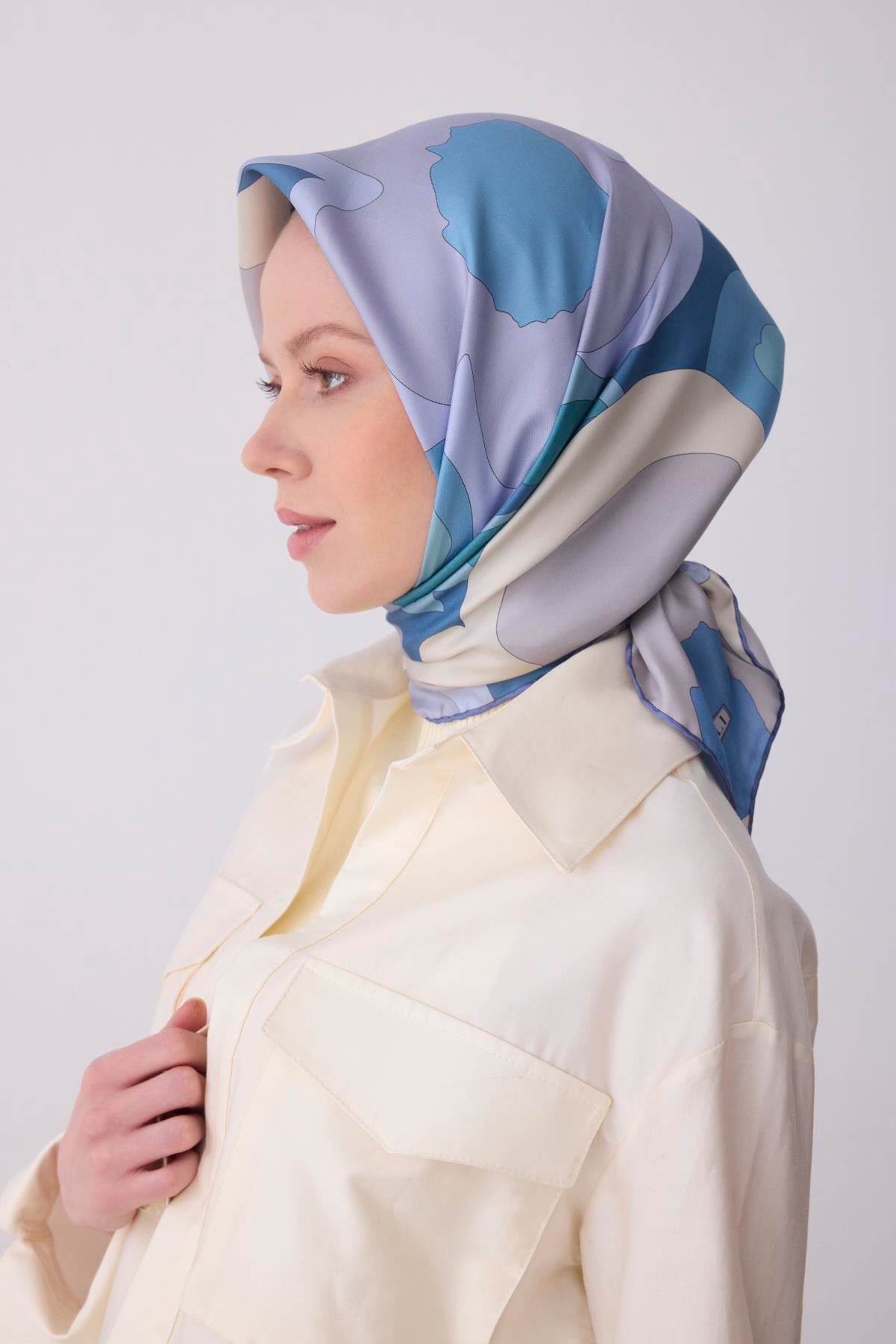 Belli Saf Twill İpek Eşarp 4306D (T) - Bebe Mavisi