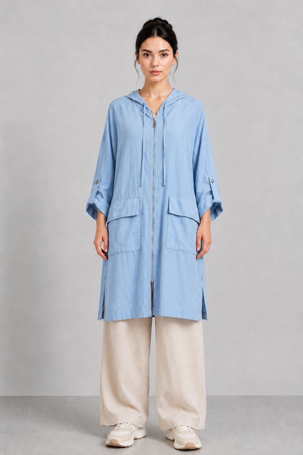 Cep Ve Çıtçıtlı Oversize Kap 0037444 - Mavi