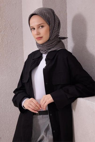 Belli Saf İpek Eşarp 4209D (T) - Antrasit
