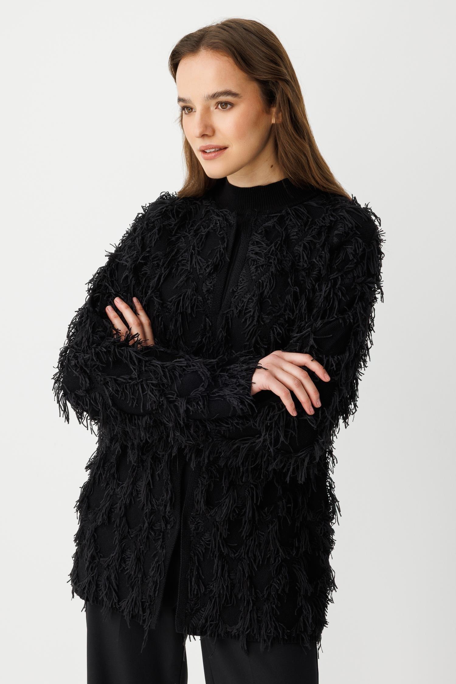 Ghisa 3309 Triko Ceket - Siyah