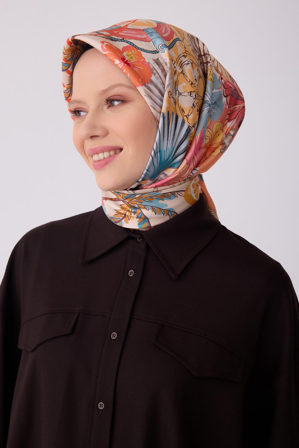 Belli Saf Twill İpek Eşarp 4324D (T) - Yavruağzı
