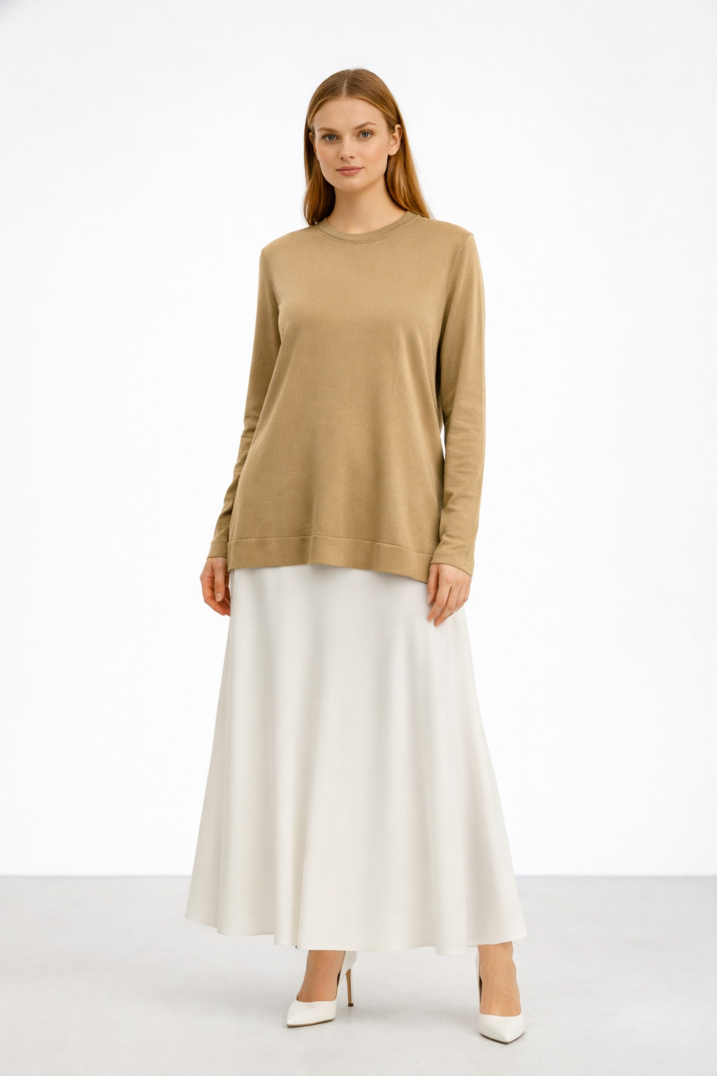 Nuss 902 Etek Üstü Oval Kesim Tunik - Mocha