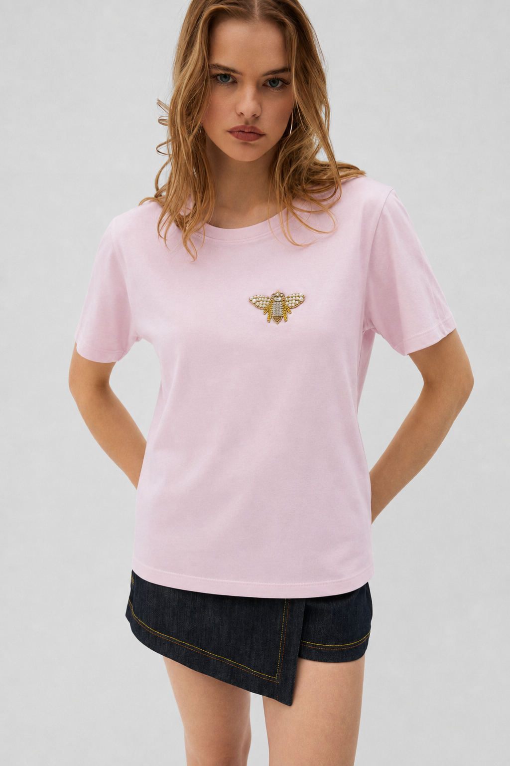 Arı Aksesuarlı Tshirt 4049 - Pembe