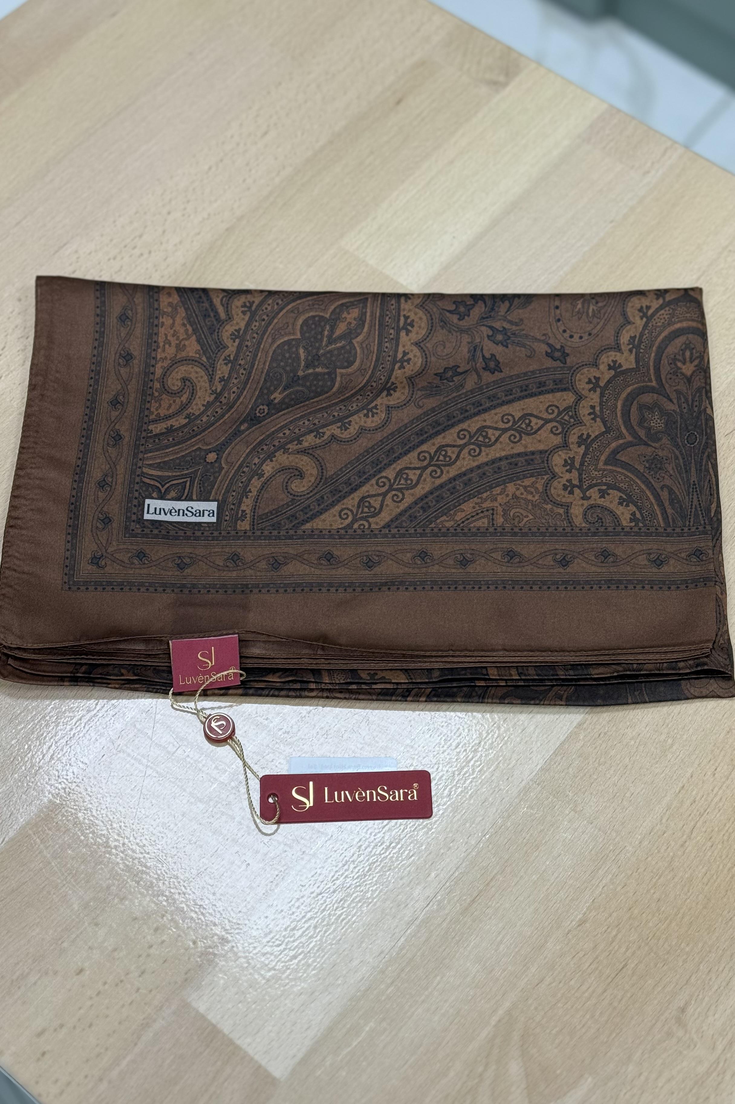 Luven Sara 11842 Hint İpeği Şal - Cappuccino