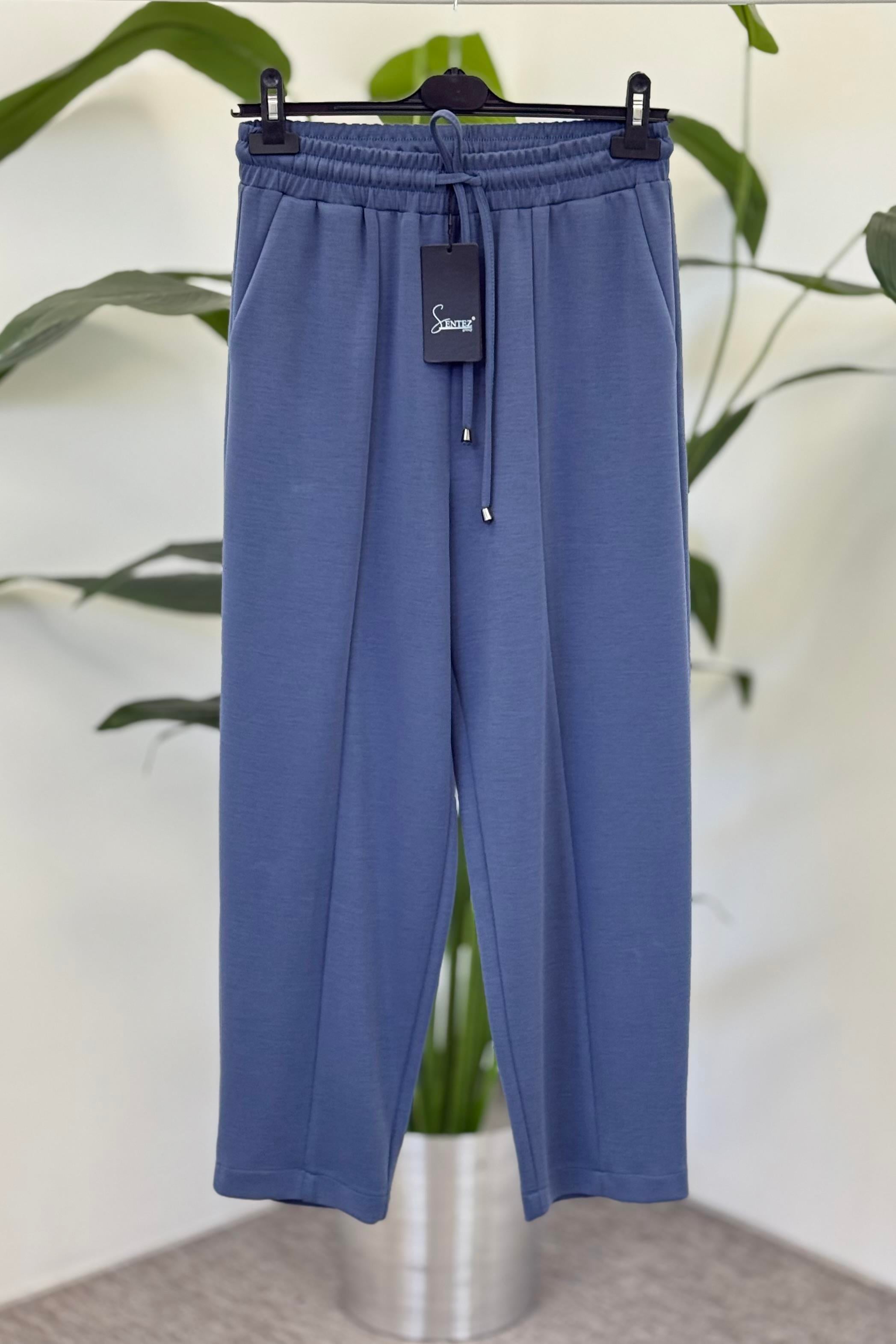 Sentez 5554-1 Önden Parçalı Havuç Bambu Pantolon - Lacivert