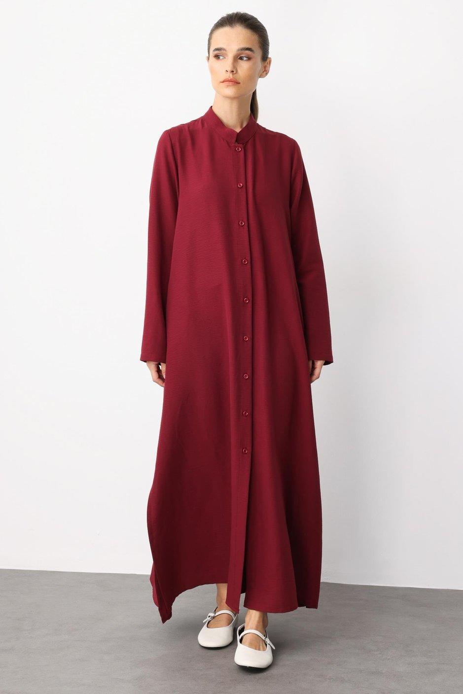Micca 251507M Sırt Desen İşleme Ferace - Bordo