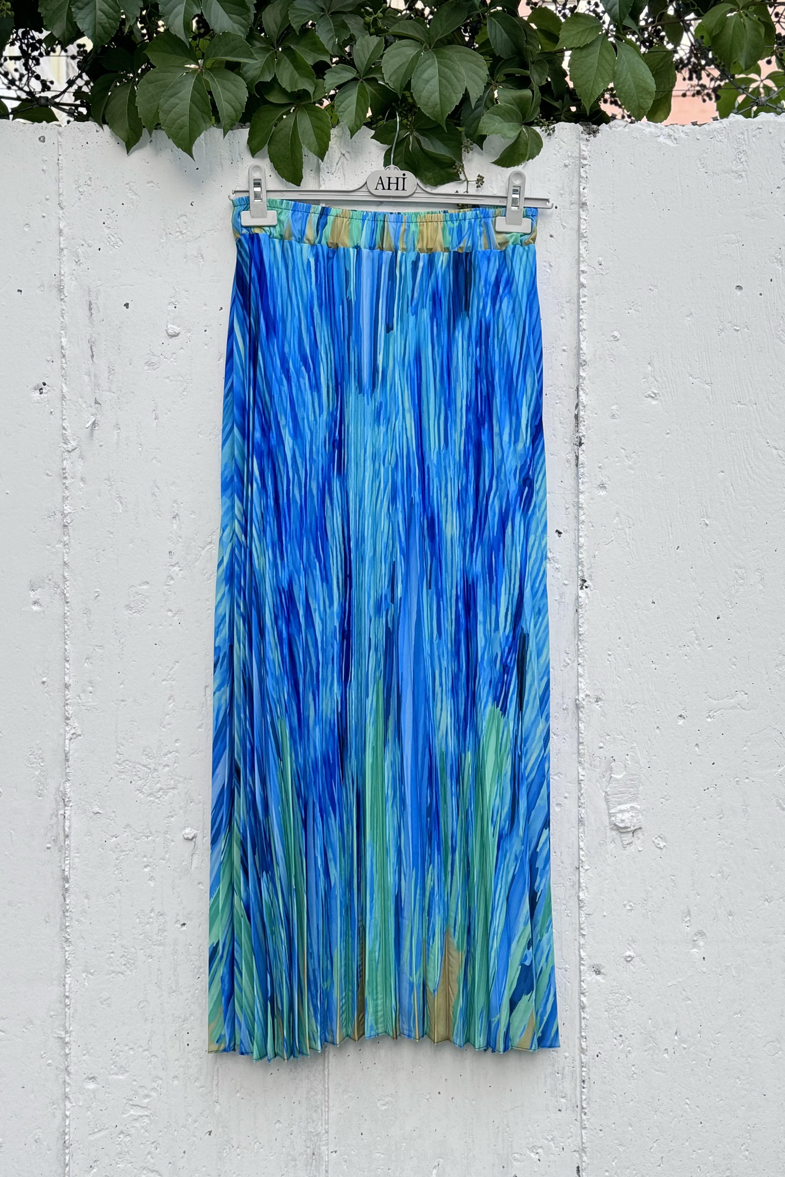 AHİ TRİKO Ahi 1111 Fırça Desen Pliseli Etek - Mavi  Etek 