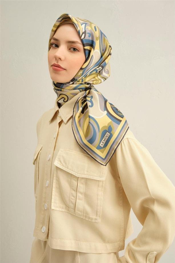 ARMİNE Armine Dj Saf İpek Eşarp 9323D - Yeşil Armine Dj Saf İpek Eşarp 9323D - Bilen Giyim Eşarp 