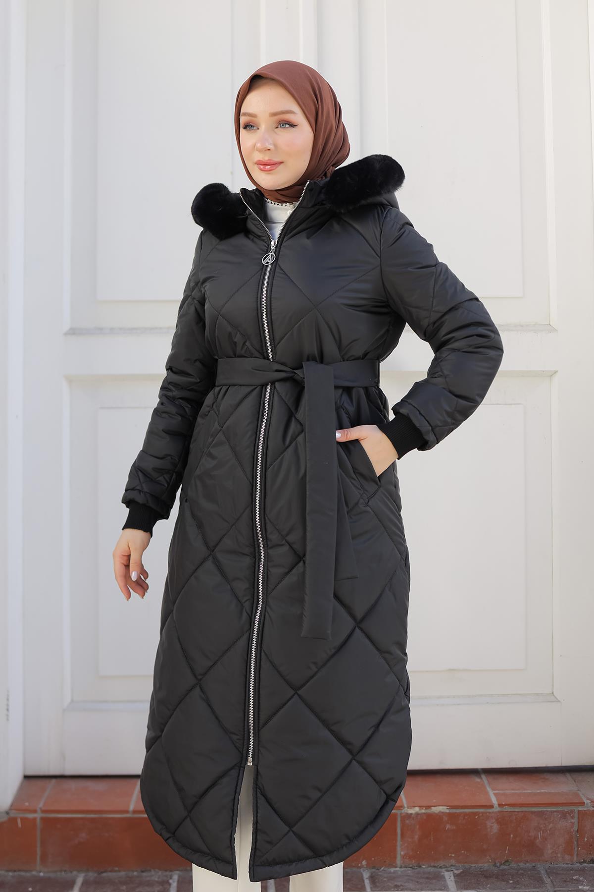 ARMİNE TREND Armine Trend 24Kt709 Trend Kapitone Mont - Siyah  Kaban & Mont 