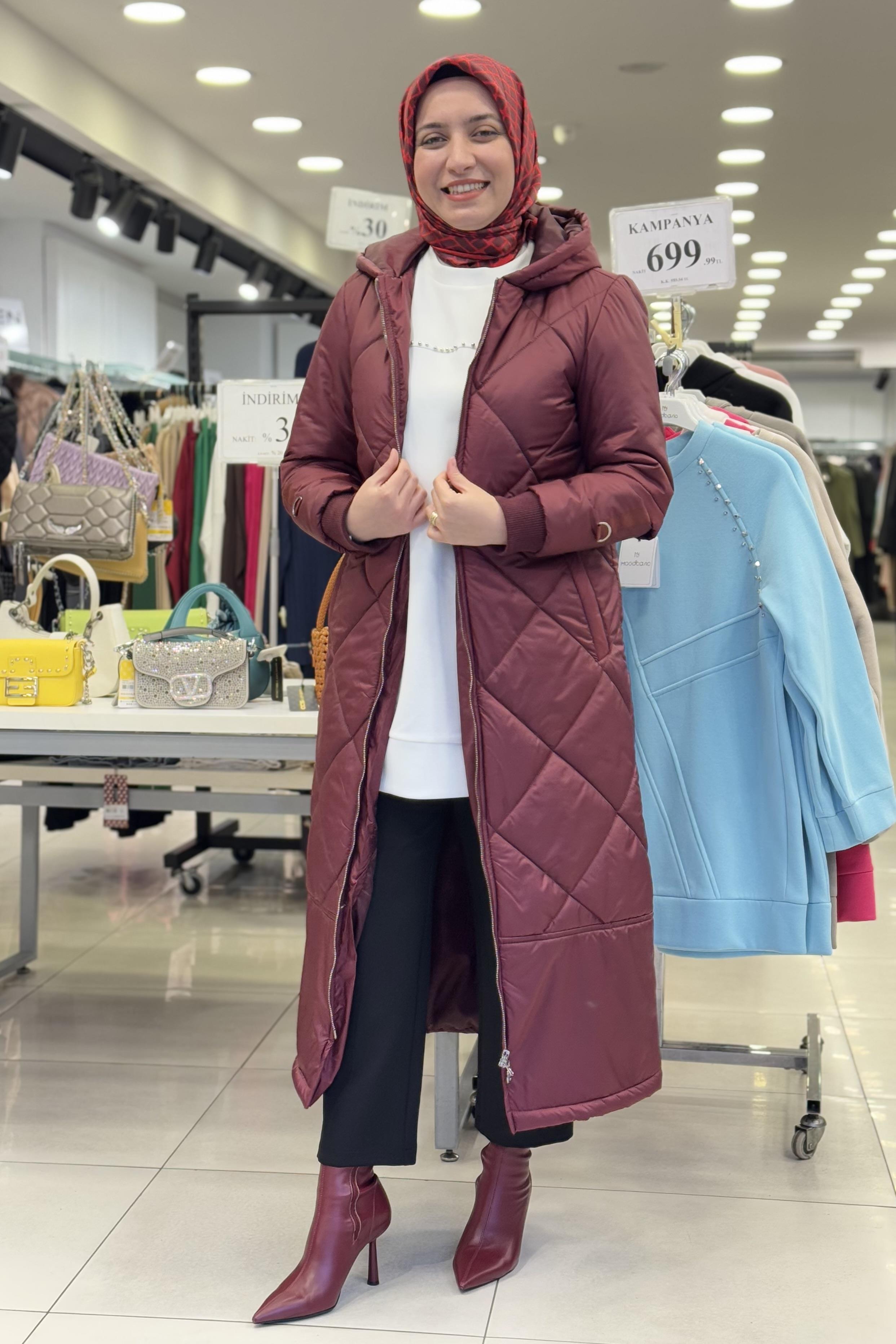 ARMİNE TREND Armine Trend 24Kt710 Trend Kapitone Mont - Bordo  Kaban & Mont 
