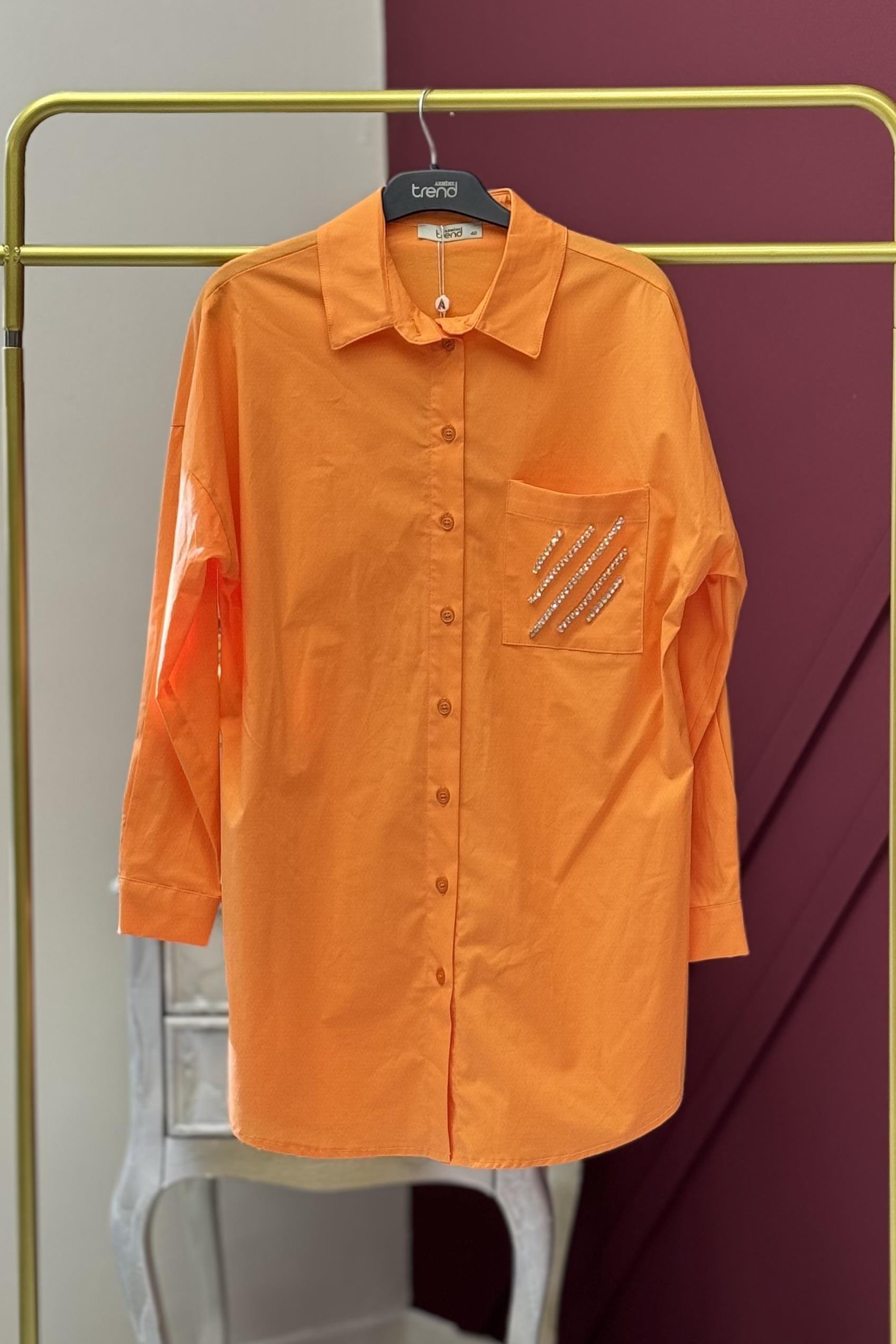 ARMİNE TREND Armine Trend 25YT306 Cep Taş İşlemeli Tunik - Oranj Armine Trend 25YT306 Cep Taş İşlemeli Tunik - Bilen Giyim Tunik 