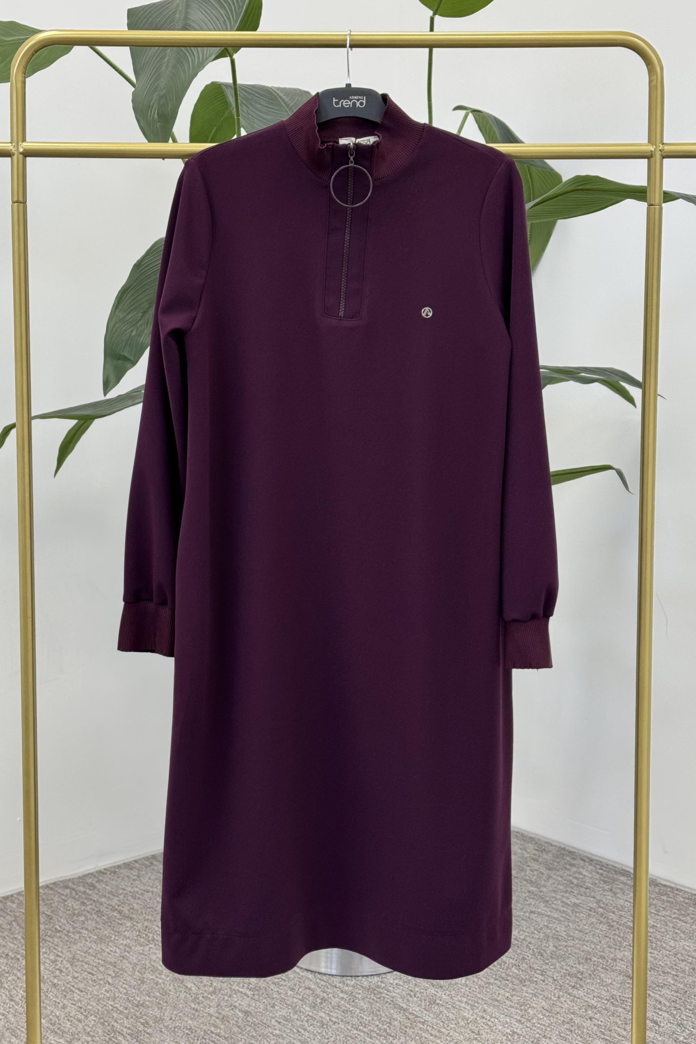 ARMİNE TREND Armine Trend 25Yt437 Yarım Fermuarlı Tunik - Mürdüm  Tunik 