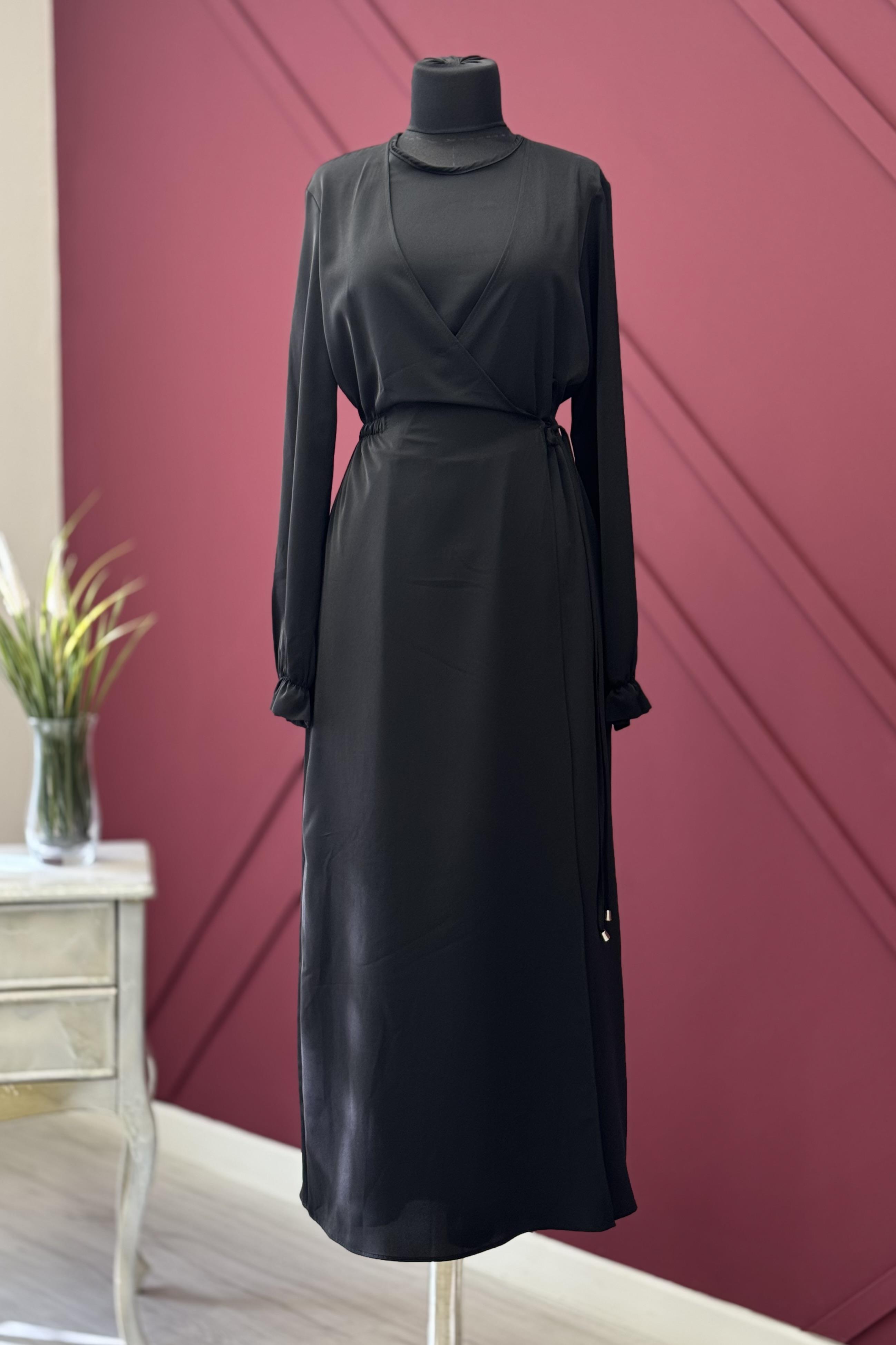 ARMİNE TREND Armine Trend 25YT944  Çapraz Bağlamalı Elbise - Siyah Armine Trend 25YT944  Çapraz Bağlamalı Elbise - Bilen Giyim Elbise 