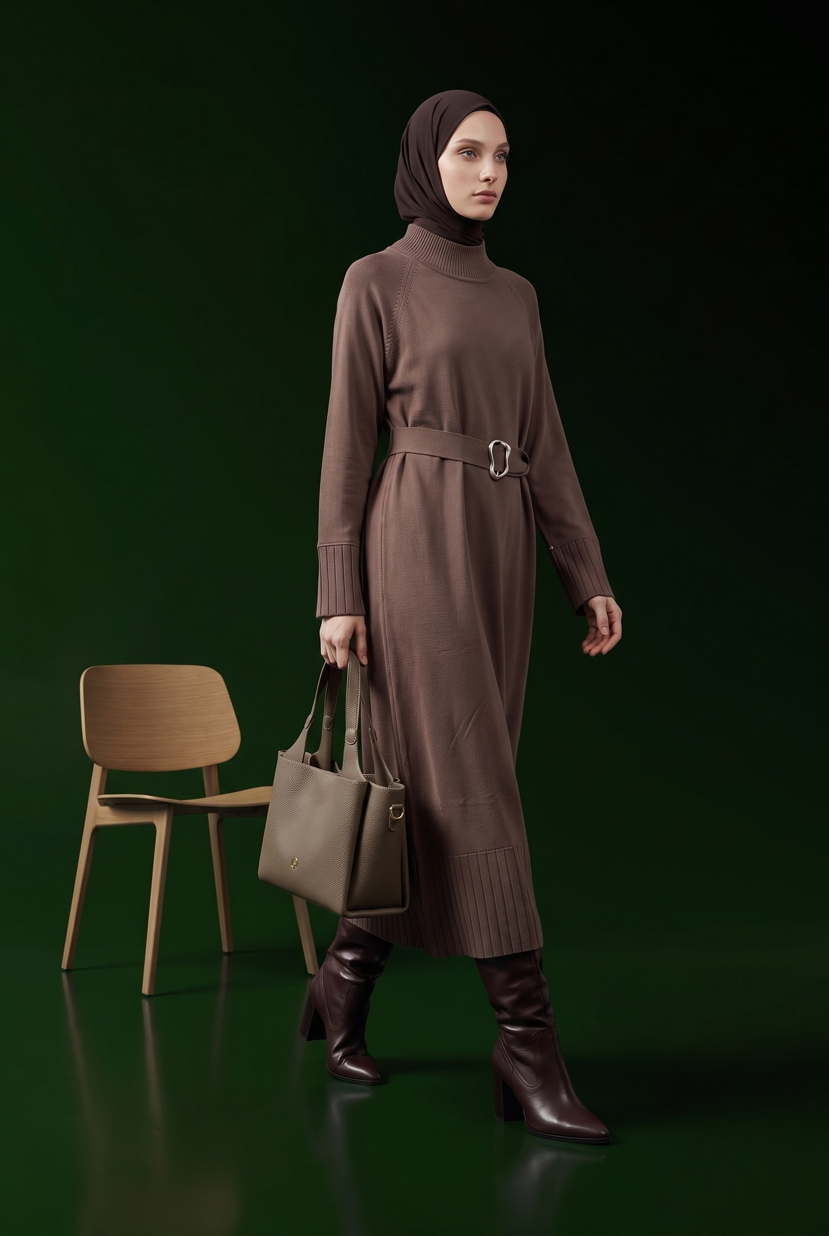 Armine Trend 26KTD911 Kemer Detaylı Elbise Mocha Elbise ARMİNE TREND 