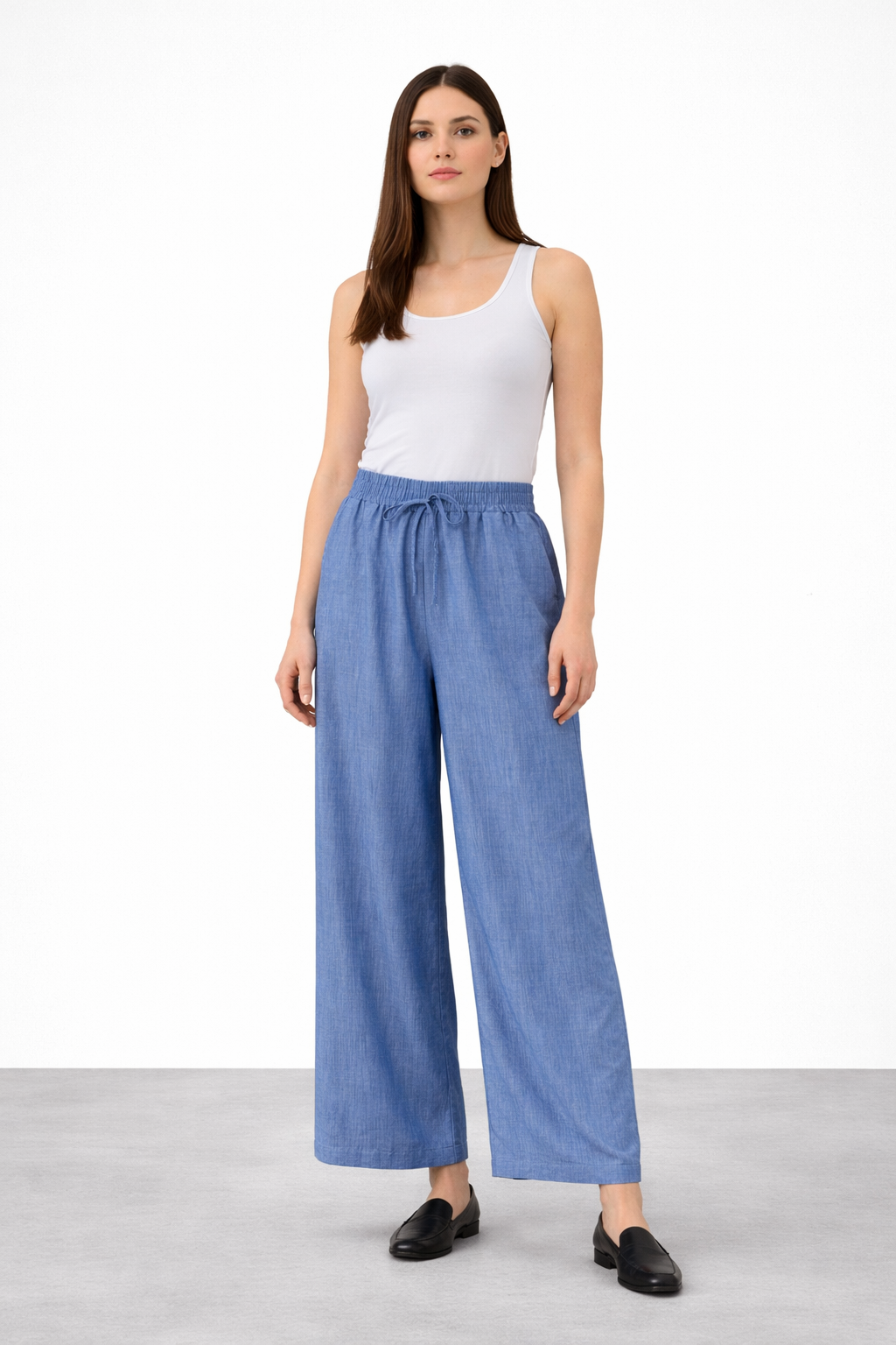 Armine Trend 26YT208 Beli Lastikli Bol Paça Pantolon - İndigo
