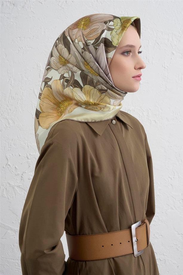Armine Dj Saf İpek Eşarp 9403D (T) - Sarı