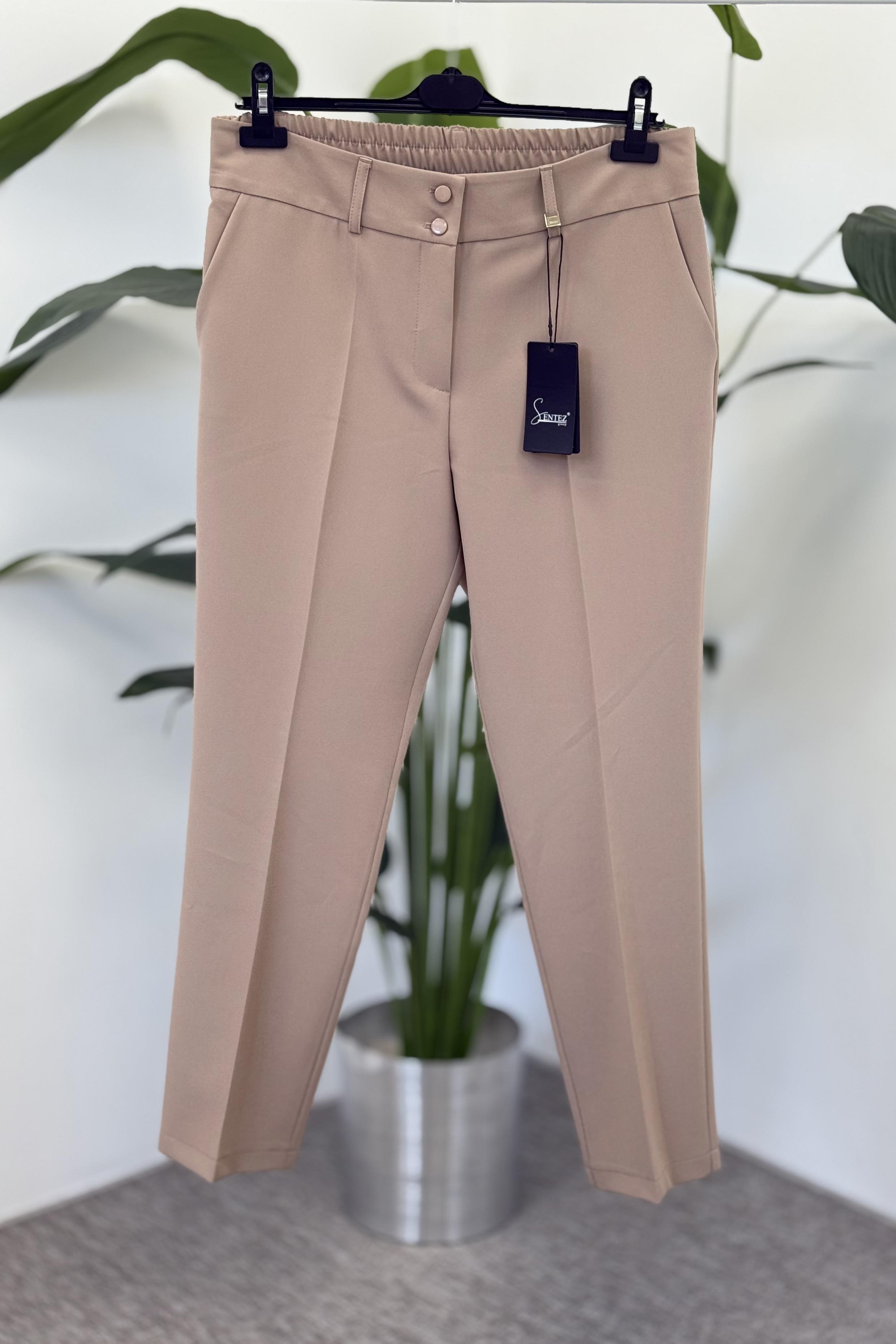 Sentez 5605 Arkası Lastikli Büyük Beden Pantolon - Camel