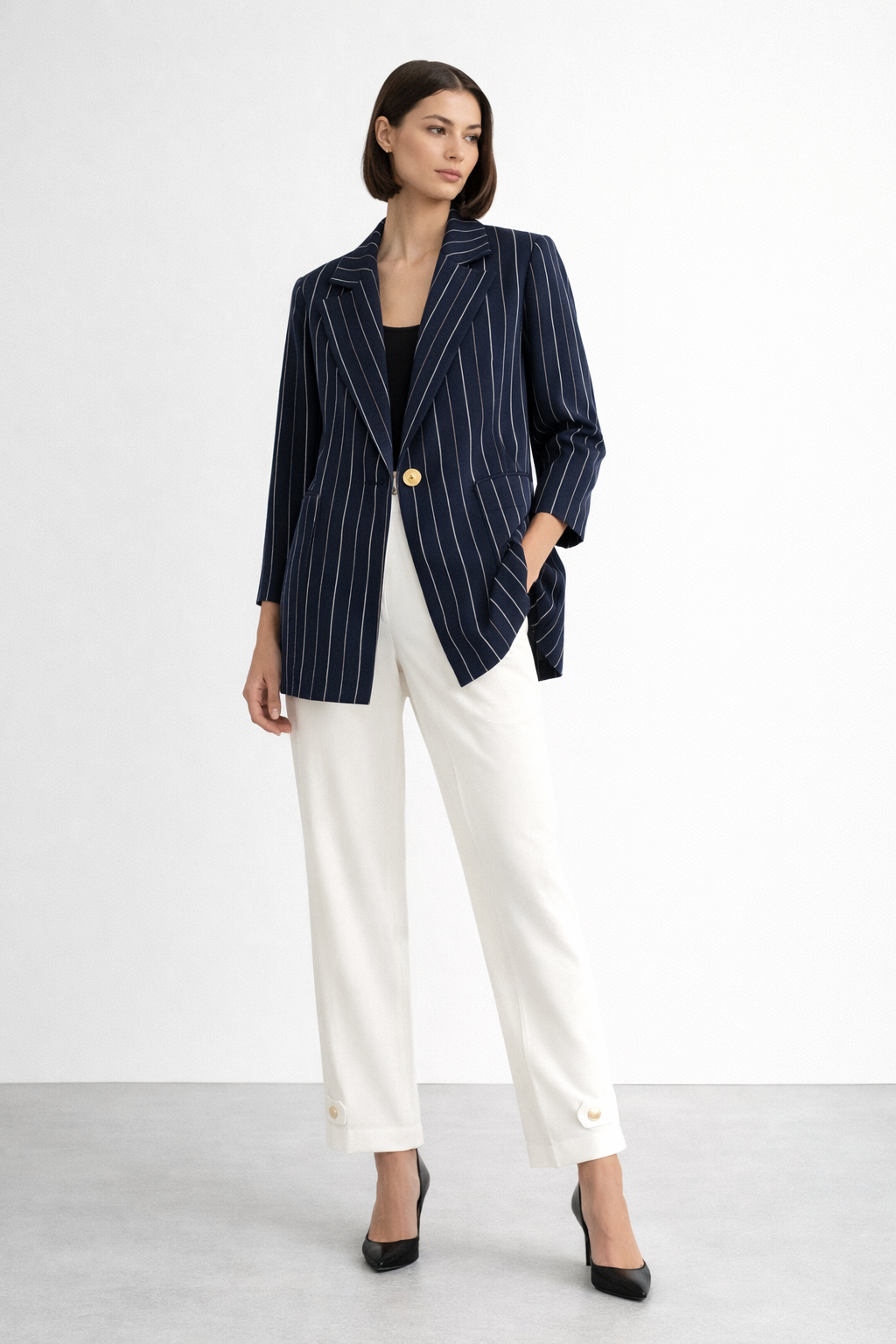 Armine Trend 26YT643 Çizgili Blazer Ceketli Pantolonlu Takım
