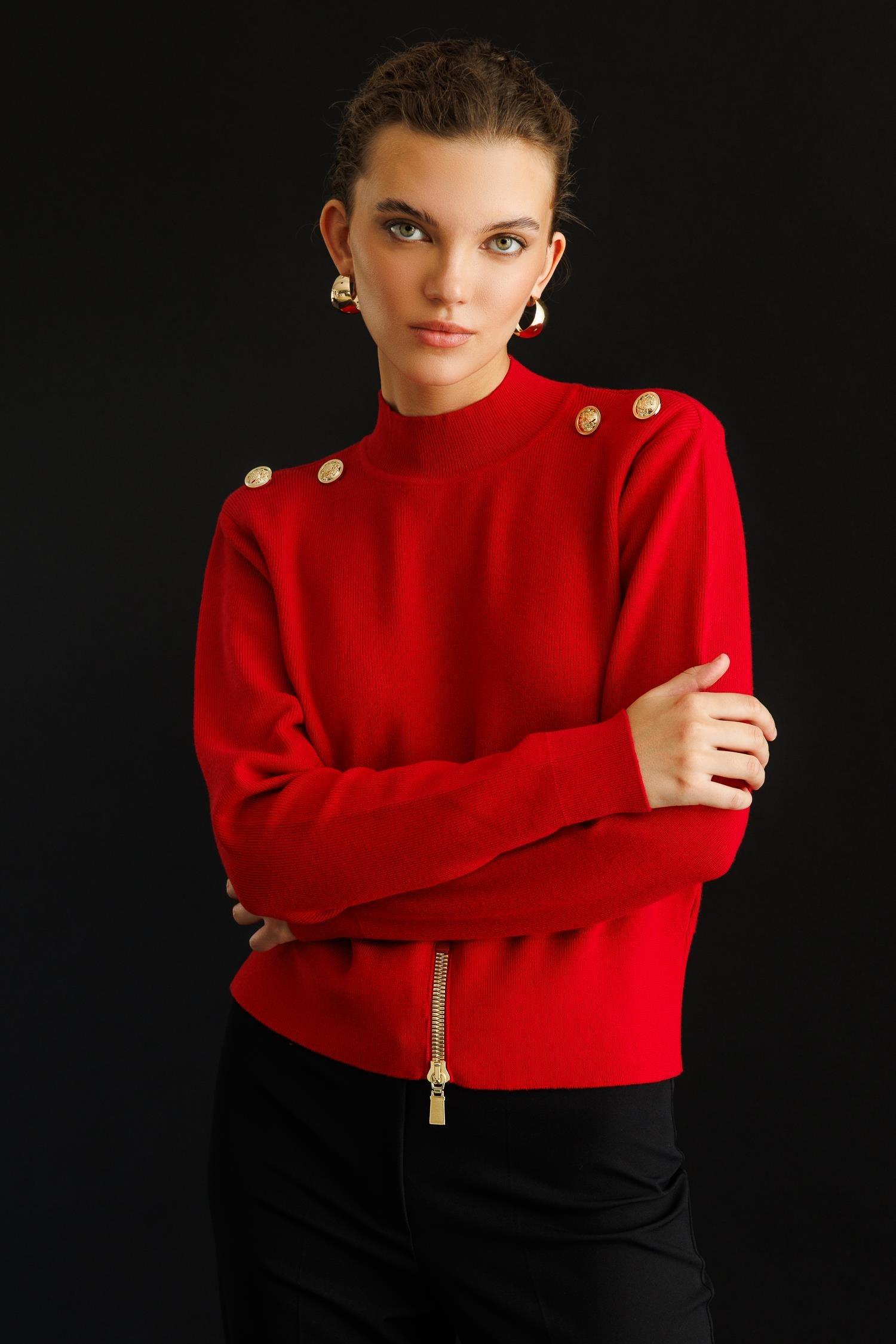 Ghisa 4863 Vatkalı Kısa Tunik - Kırmızı