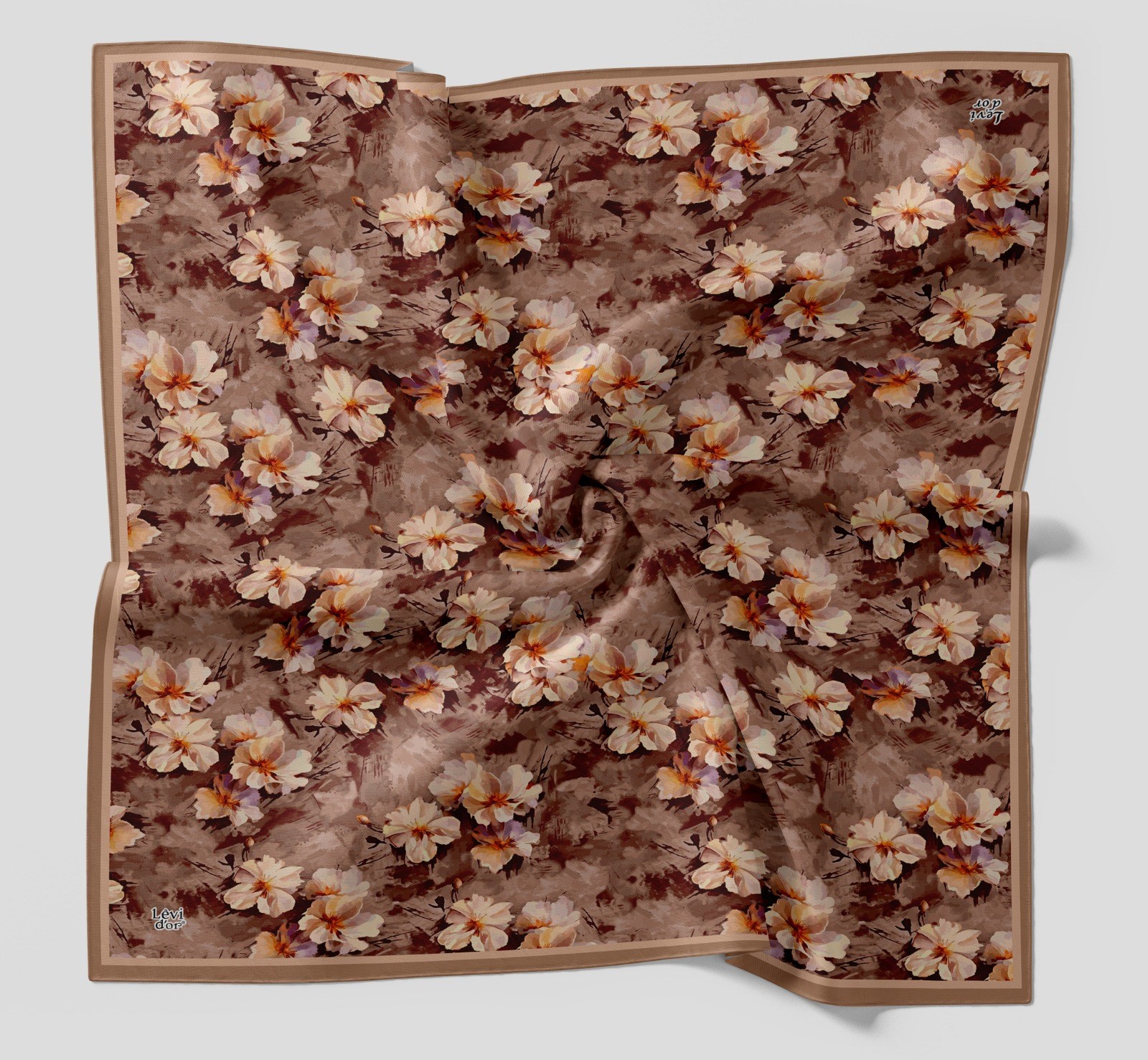 Levidor Çiçek Desen Pamuk Eşarp 29871 - Tarçın