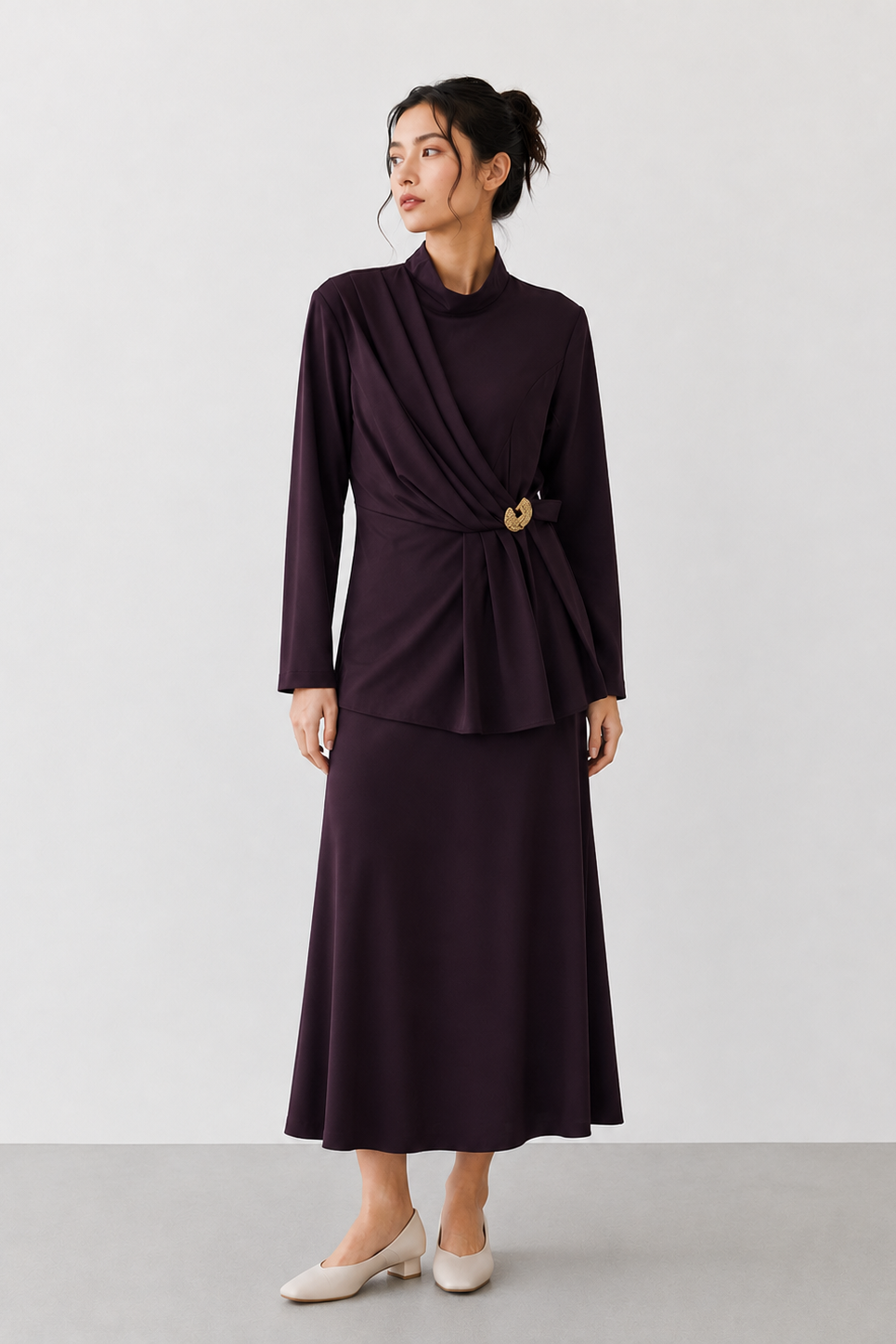 Bir Yanı Toka Detaylı Pantolonlu Takım 14496 - Burgundy