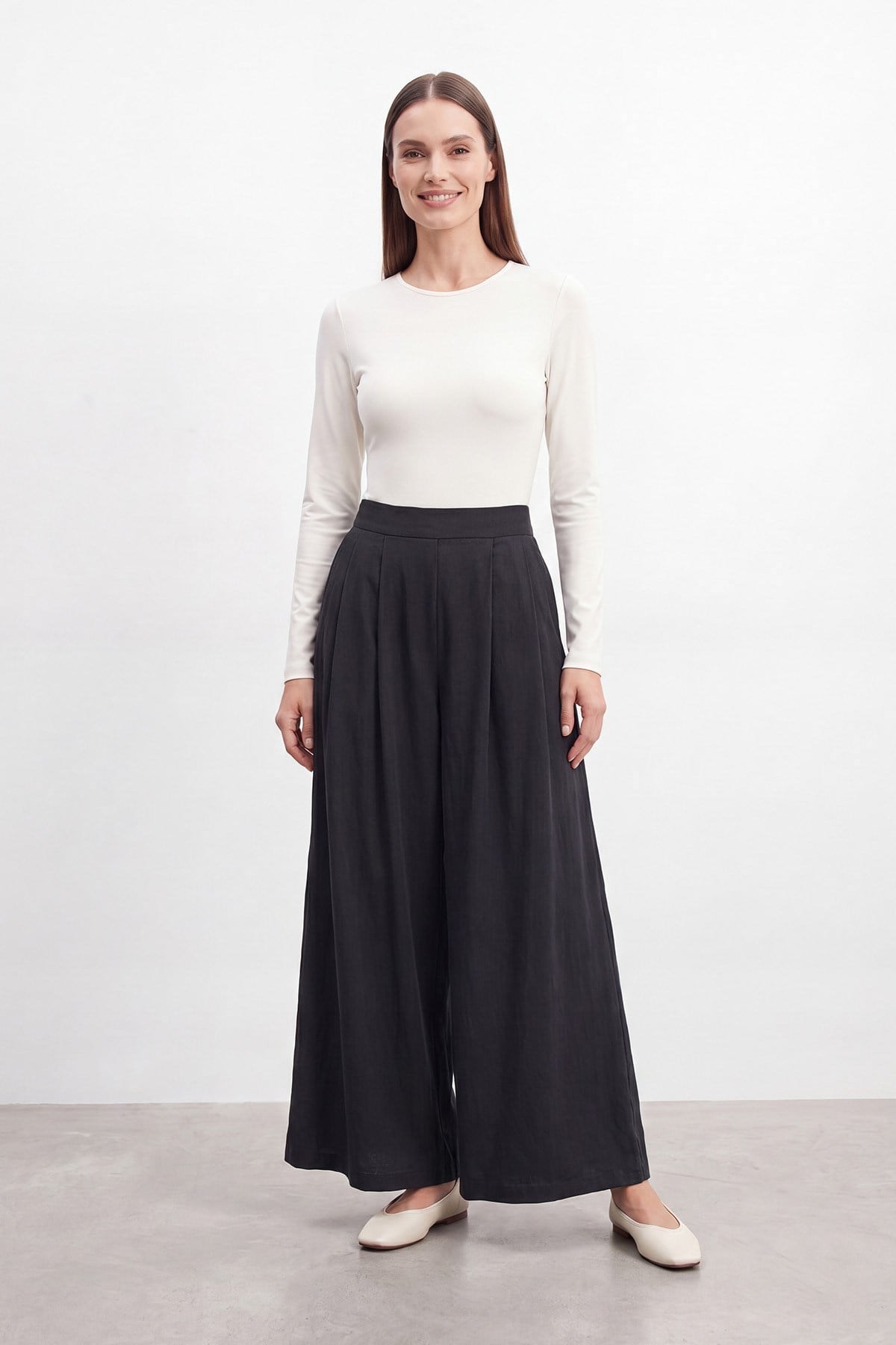 Basic Bol Paça Pantolon 18310 - Siyah